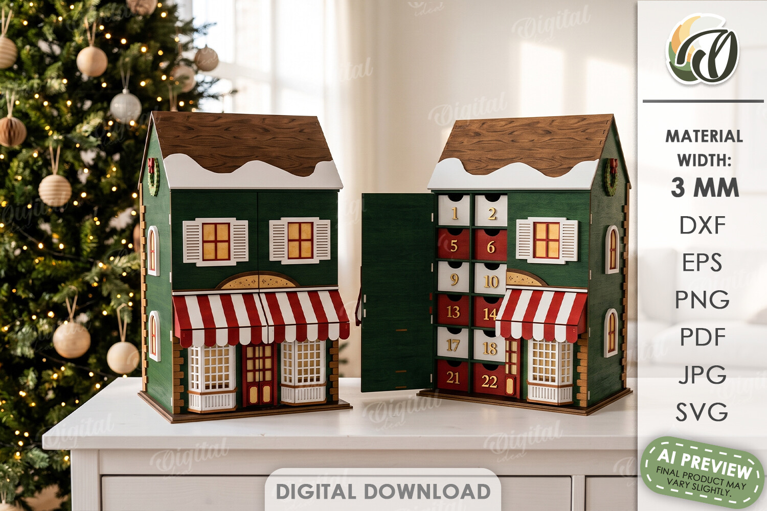 3D Christmas Advent Calendar Laser Cut Project laser cut project