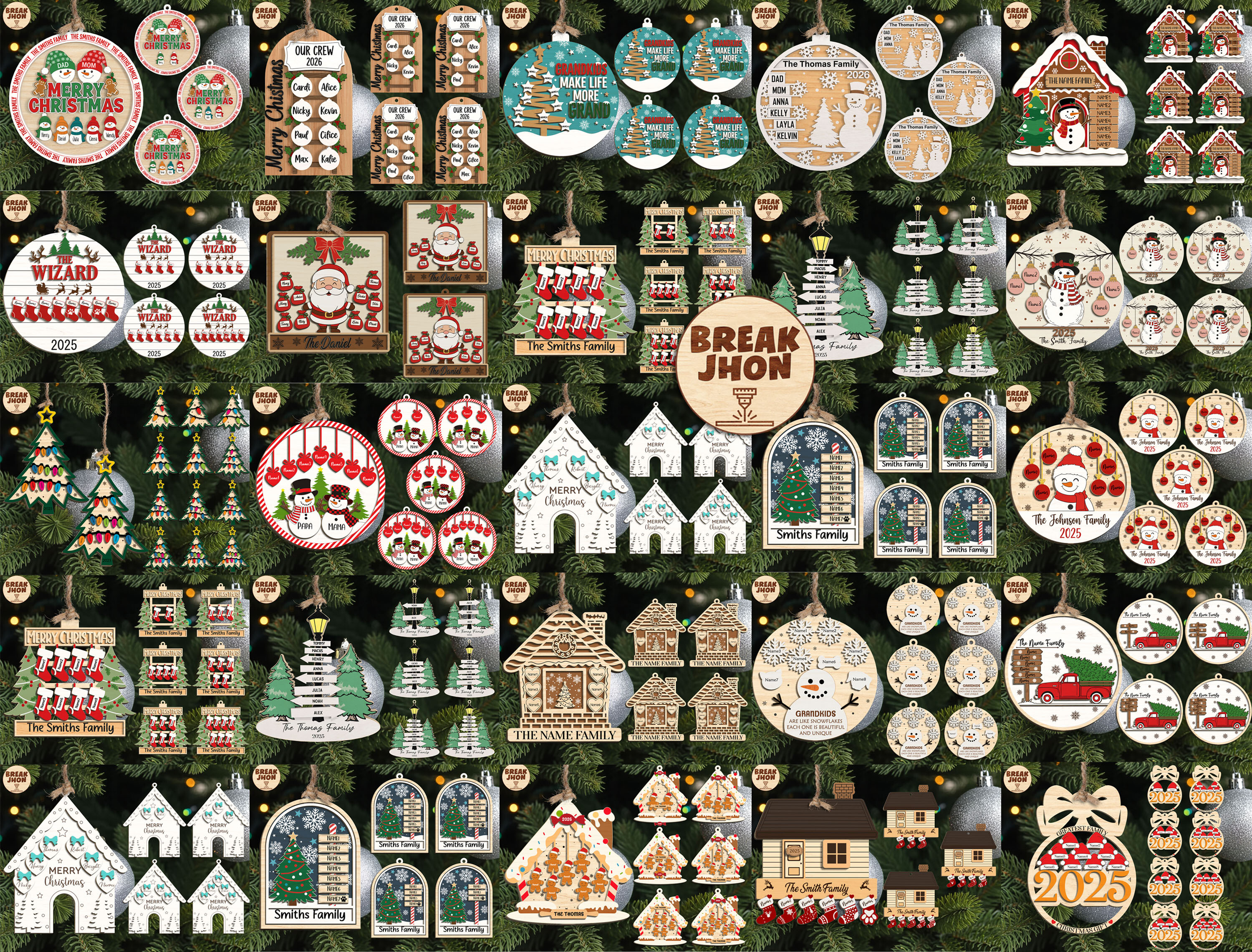 Personalized Christmas Ornament Laser Cut Bundle laser cut project