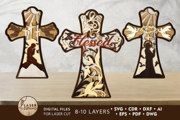 Christian Cross 3D Bundle Religious Layered SVG laser cut project