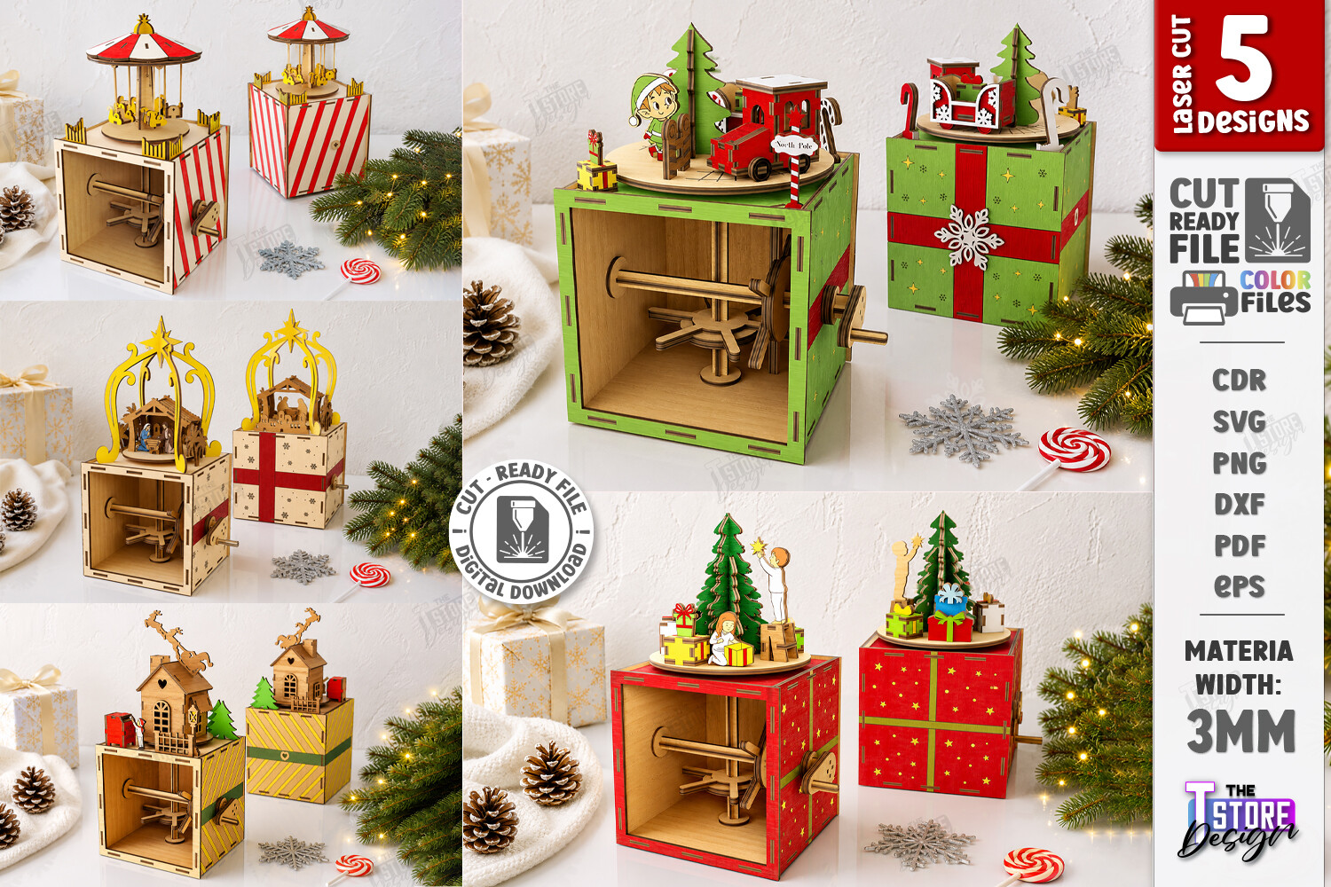Christmas Kinetic Toy Laser Cut Bundle laser cut project