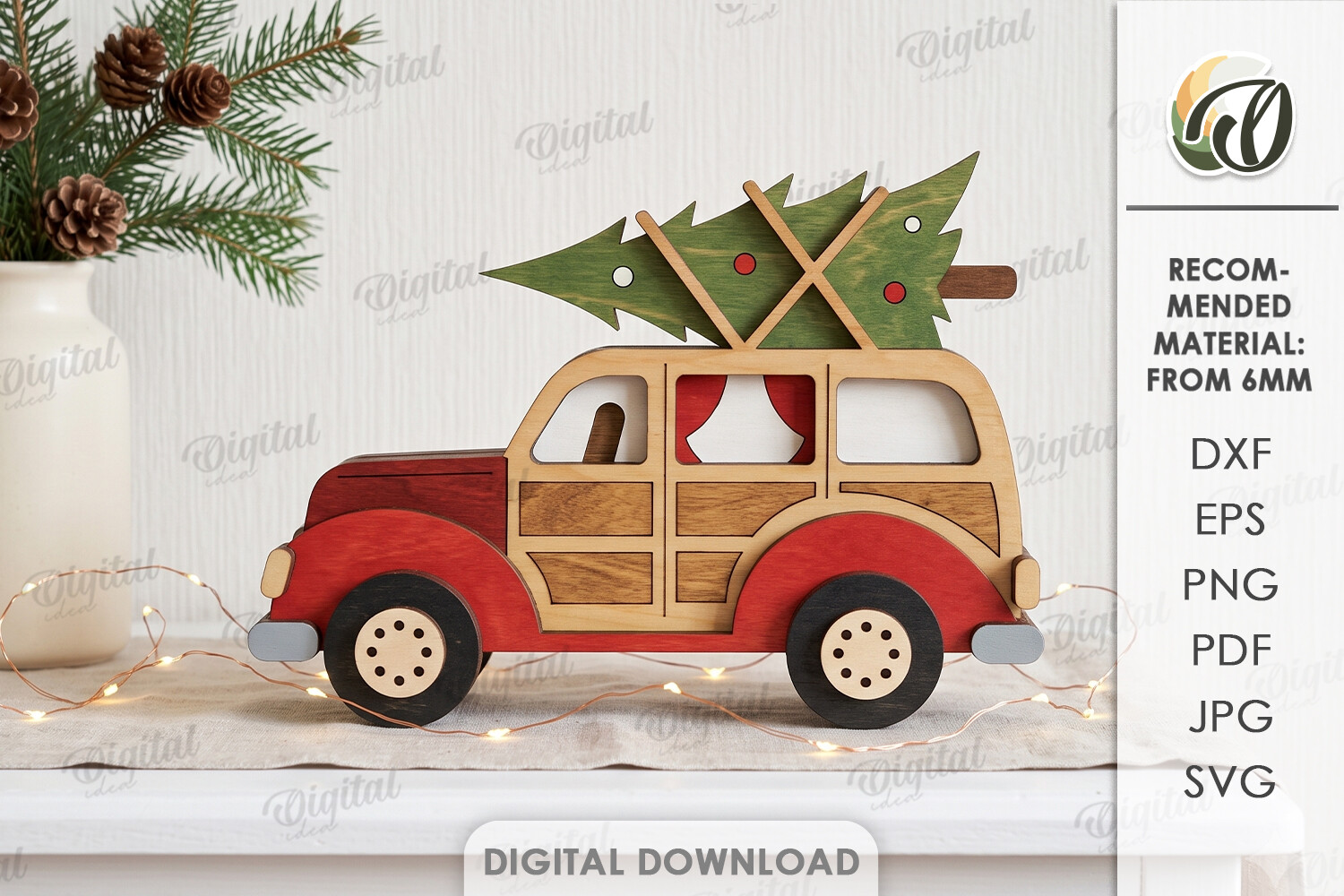 Vintage Christmas Car Layered Laser Cut Design laser cut project