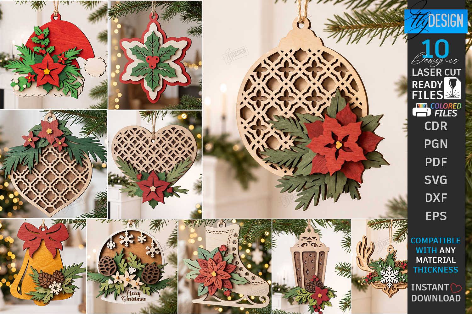 Christmas Ornament Laser Cut Bundle for Tree Decor laser cut project