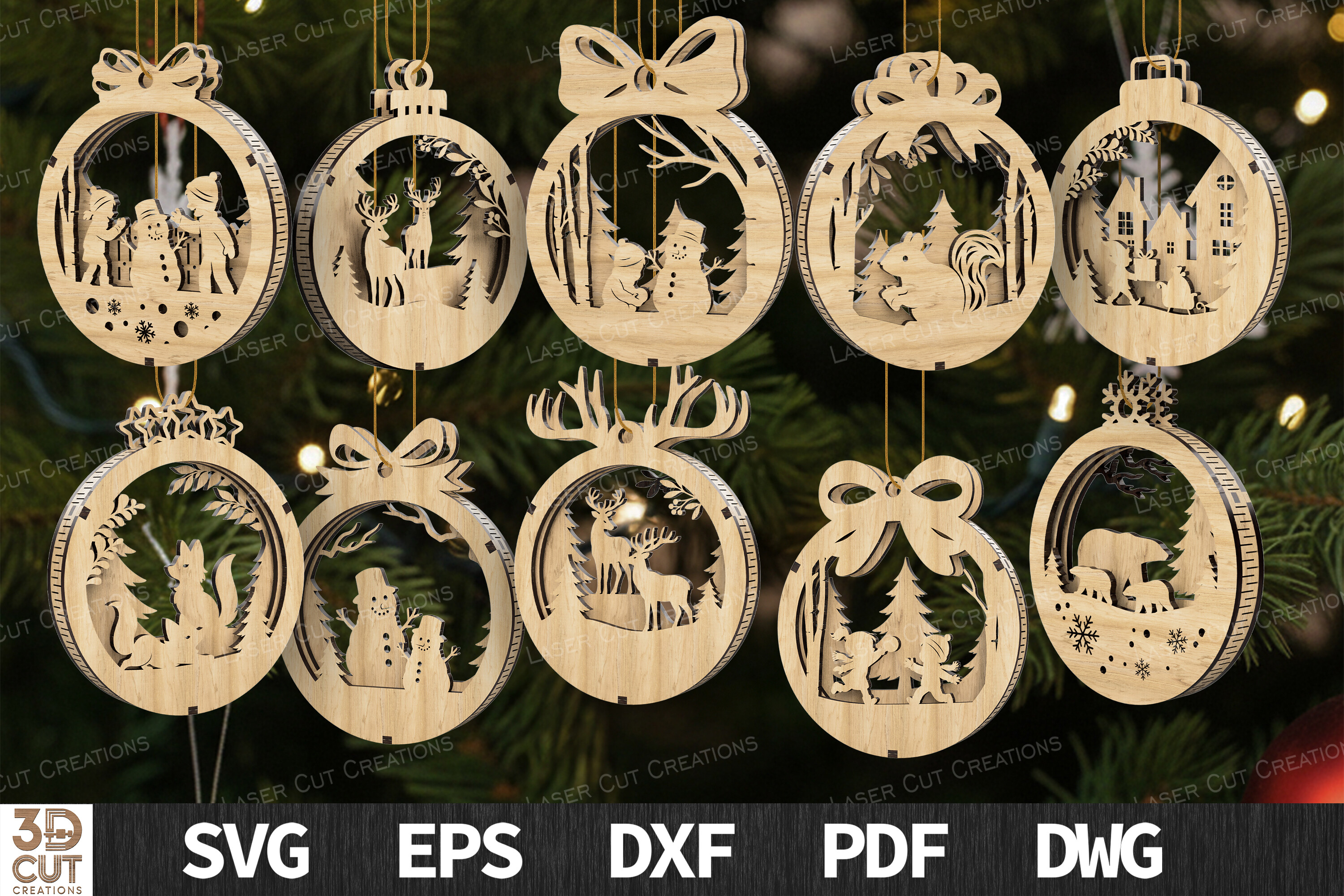 Christmas Ornaments SVG Bundle for Laser Cutting laser cut project