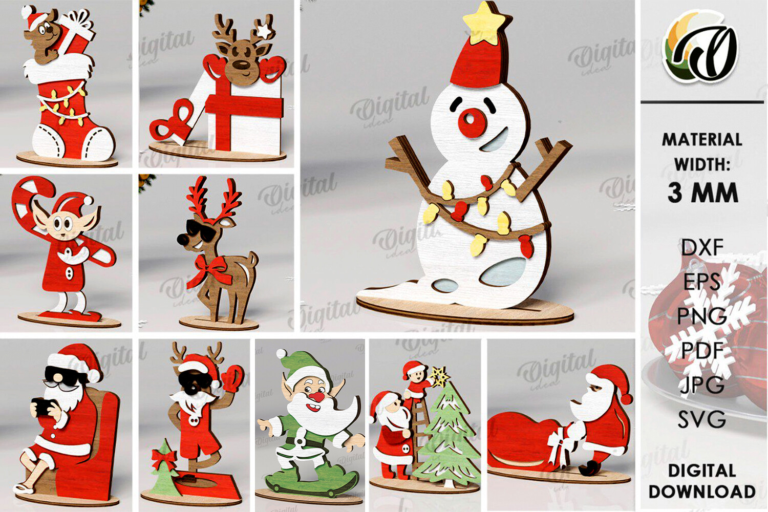 Christmas Tabletop Stand Decor Laser Cut Bundle laser cut project