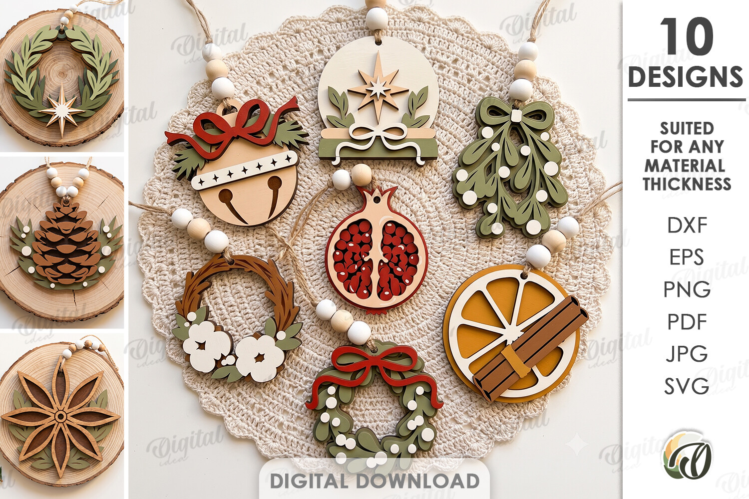 Minimal Christmas Tree Ornament Laser Cut Bundle laser cut project