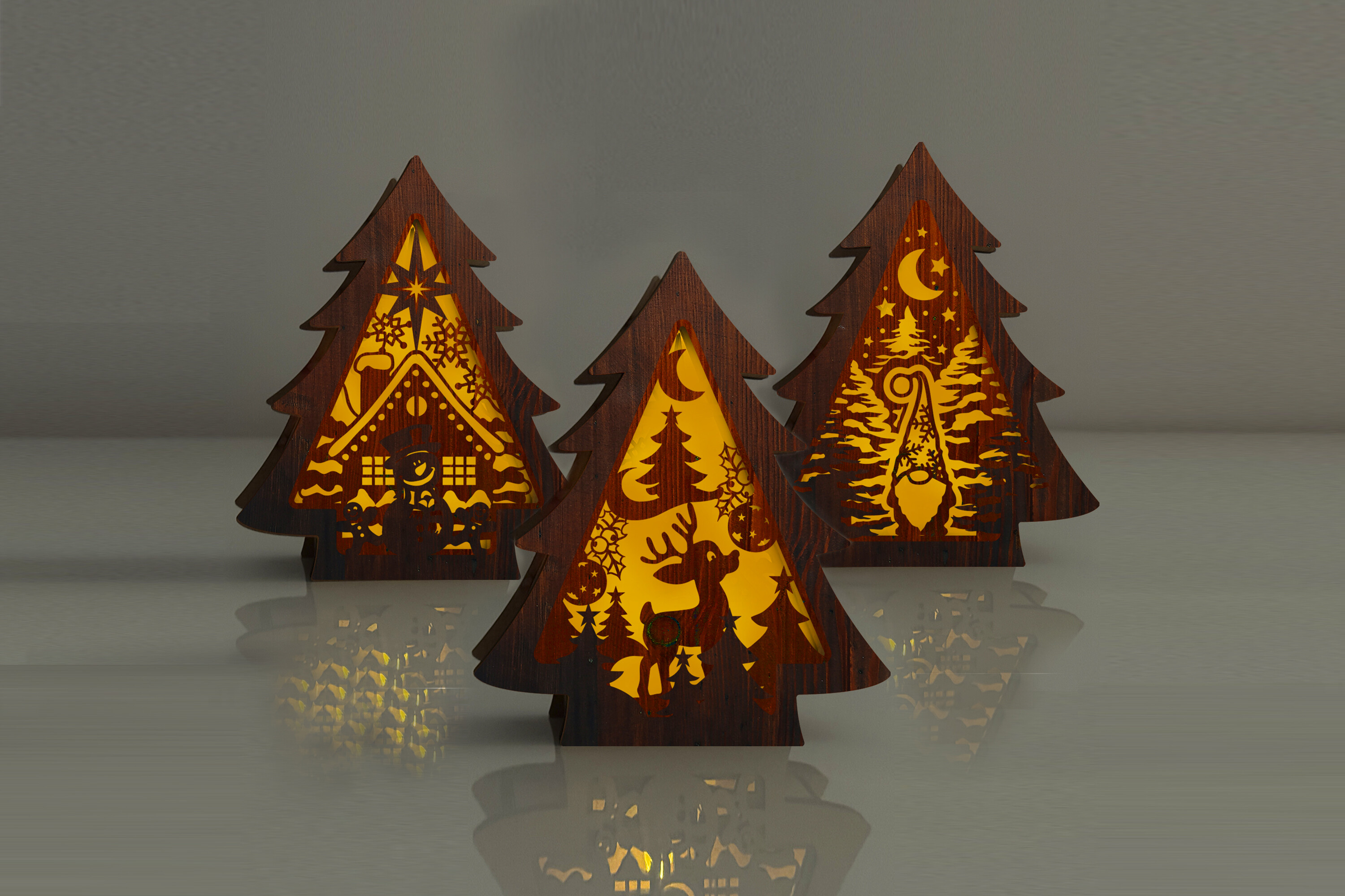 Christmas Tree Night Light Laser Cut Set of Three laser cut project
