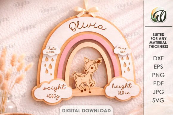 Customizable Baby Name Sign with Birth Stats Laser Cut File laser cut project
