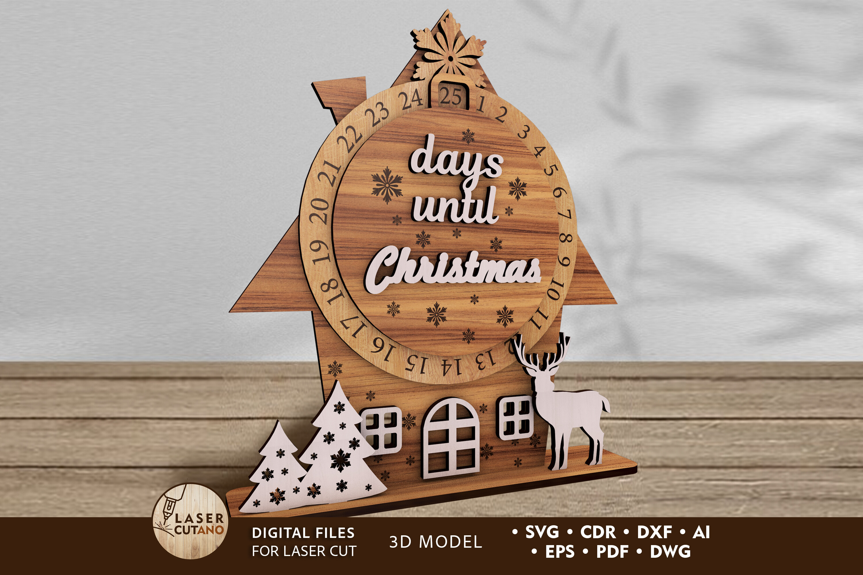 Days Until Christmas Laser Cut Advent Calendar laser cut project