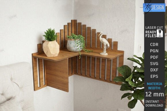 Geometric Corner Shelf Laser Cut File SVG DXF EPS for Glowforge and CNC Router laser cut project