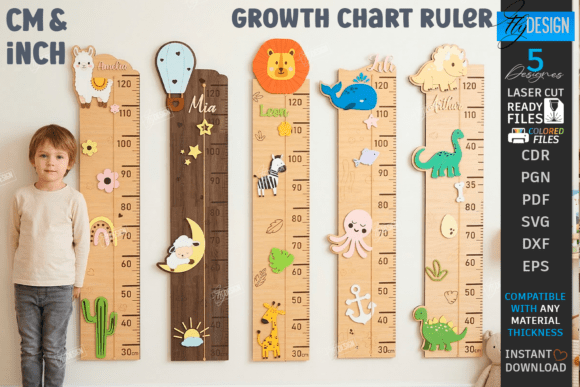 Kids Growth Chart Ruler Laser Cut Bundle laser cut project