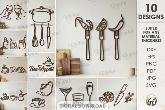 Kitchen Line Arts Decor Laser Cut Bundle laser cut project