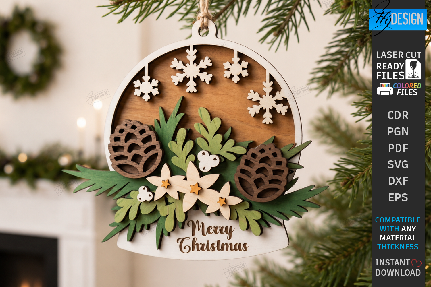 Dimensional Layered Christmas Ornament Laser Cut Design laser cut project
