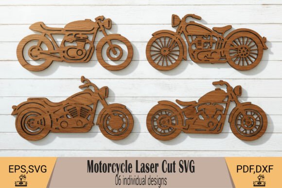Motorcycle Laser Cut Wall Art SVG Set laser cut project