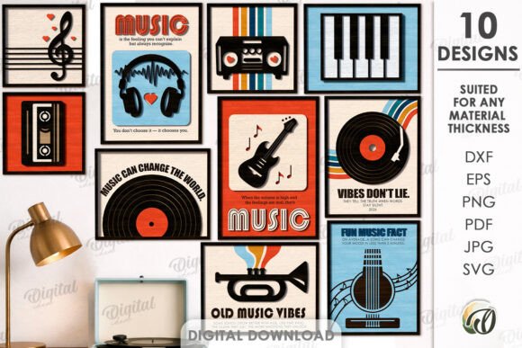 Music Art Decors Bundle laser cut project