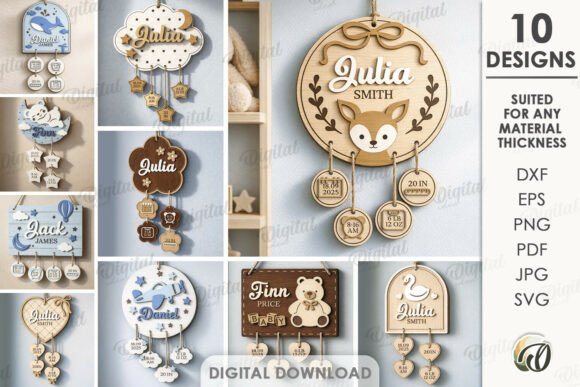Personalized Baby Stat Signs Laser Cut Bundle laser cut project