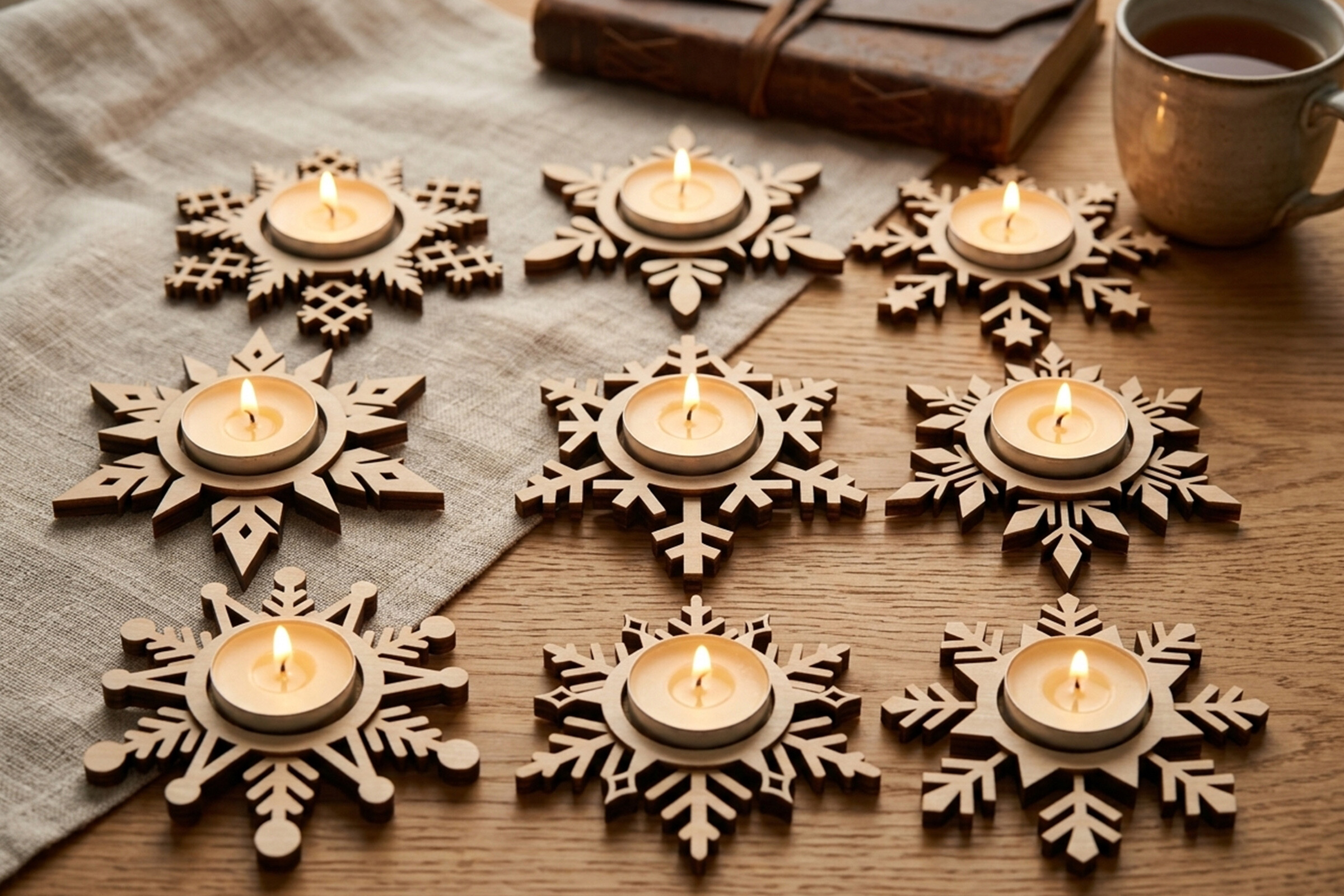 Snowflake Tealight Holder Laser Cut SVG Bundle laser cut project