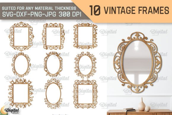 Vintage Frames SVG Bundle Mirror Frames laser cut project