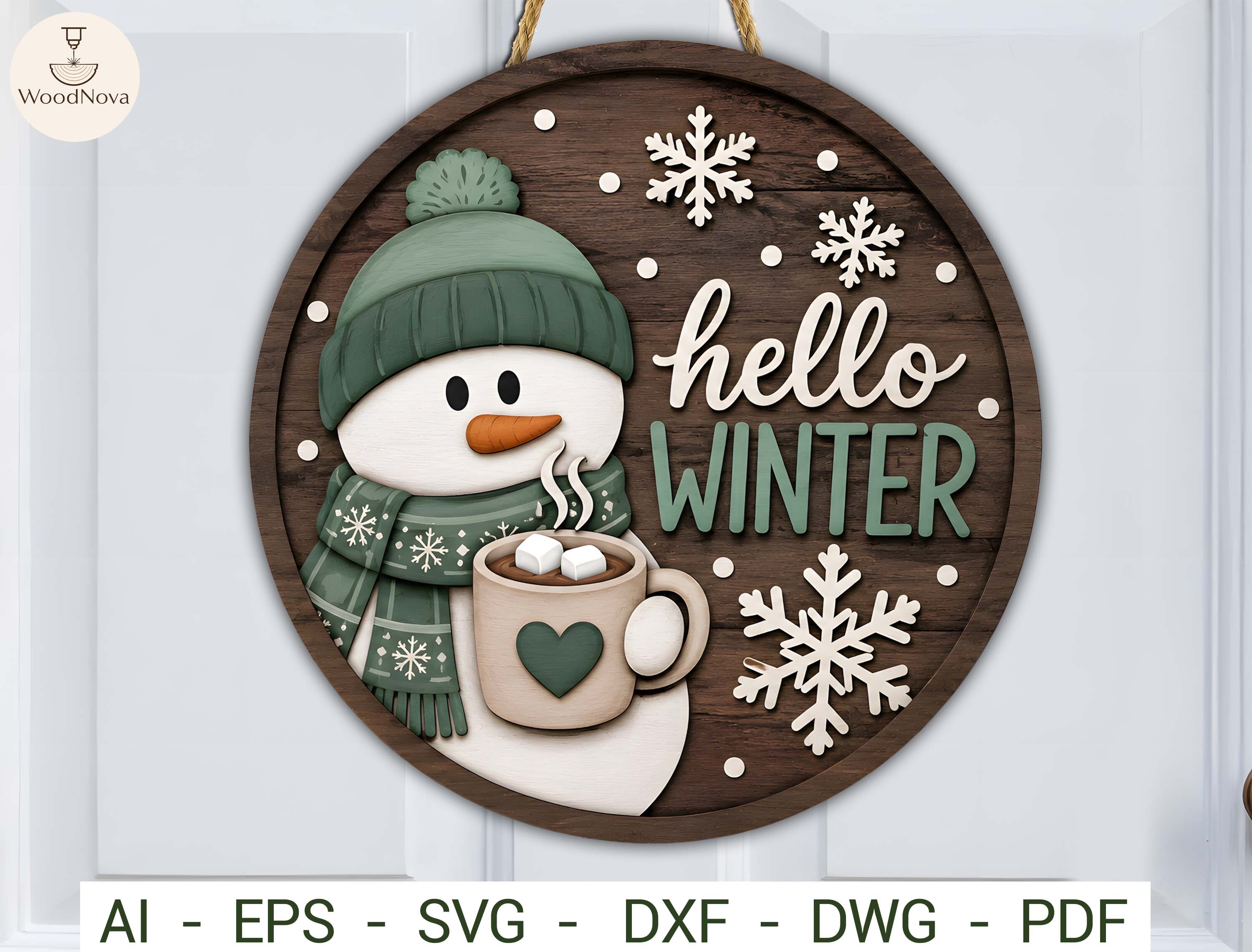 Winter Snowman Door Hanger Laser Cut SVG laser cut project