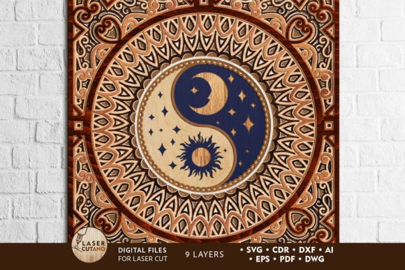 Yin Yang Layered Mandala Laser Cut File laser cut project